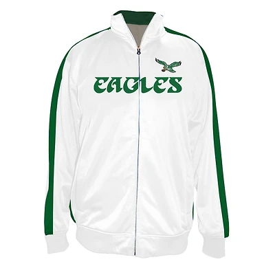 Veste de survêtement blanche à fermeture éclair intégrale pour homme, grande et taille, en tricot, des Philadelphia Eagles
