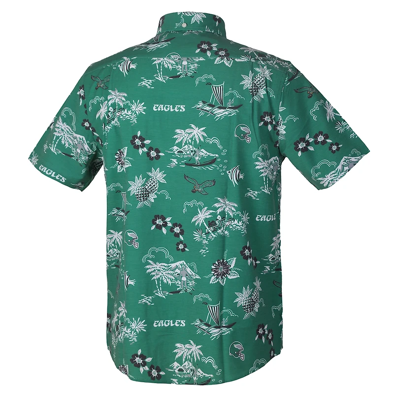 Men's Reyn Spooner Green Philadelphia Eagles Throwback Kekai Performance Button-Down Shirt
