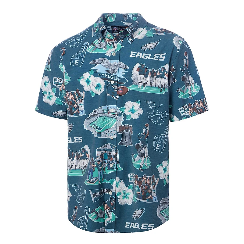 Chemise boutonnée panoramique Reyn Spooner Kelly Green pour homme des Philadelphia Eagles