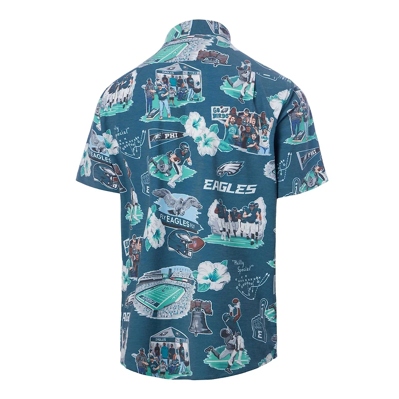 Chemise boutonnée panoramique Reyn Spooner Kelly Green pour homme des Philadelphia Eagles