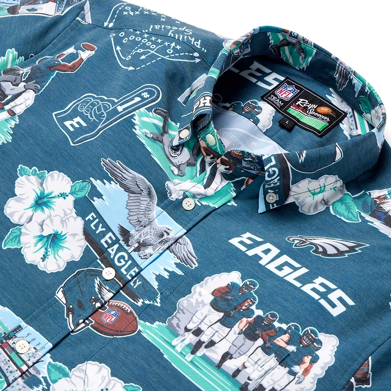 Chemise boutonnée panoramique Reyn Spooner Kelly Green pour homme des Philadelphia Eagles