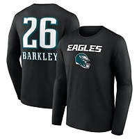 Men's Saquon Barkley Black Philadelphia Eagles Team Wordmark Name & Number Long Sleeve T-Shirt