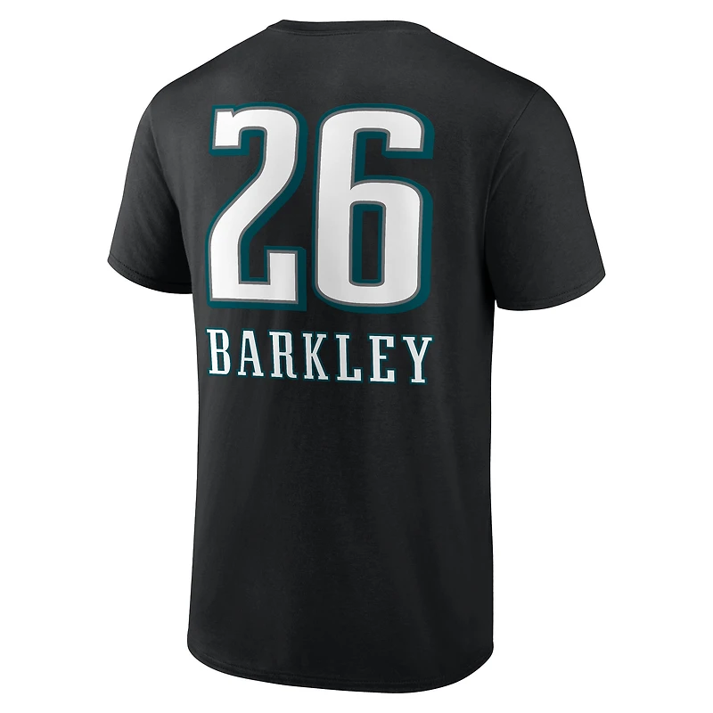 Men's Saquon Barkley Black Philadelphia Eagles Team Wordmark Name & Number T-Shirt