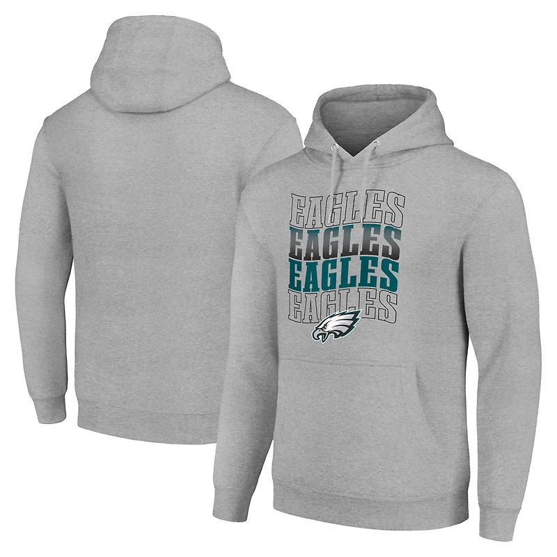 Sweat à capuche en polaire gris chiné pour homme avec logo des quatre équipes Philadelphia Eagles