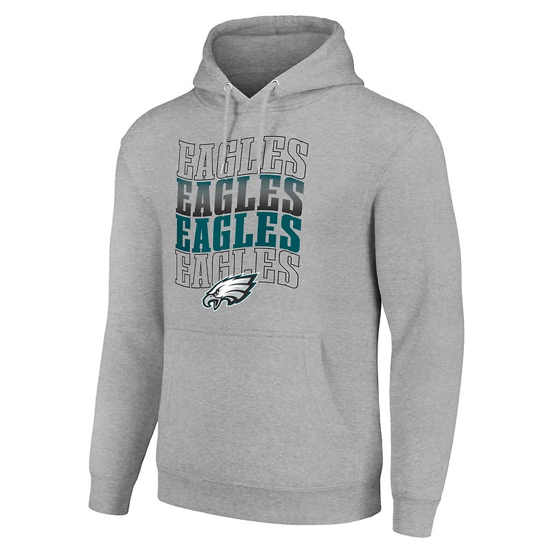 Sweat à capuche en polaire gris chiné pour homme avec logo des quatre équipes Philadelphia Eagles
