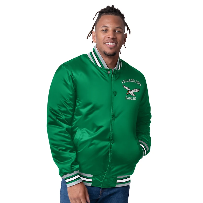 Men's Starter  Kelly Green Philadelphia Eagles Full-Snap Satin Jacket