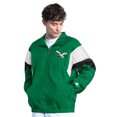 Veste zippée complète avec logo vintage Philadelphia Eagles Yard Line pour homme Starter Kelly Green