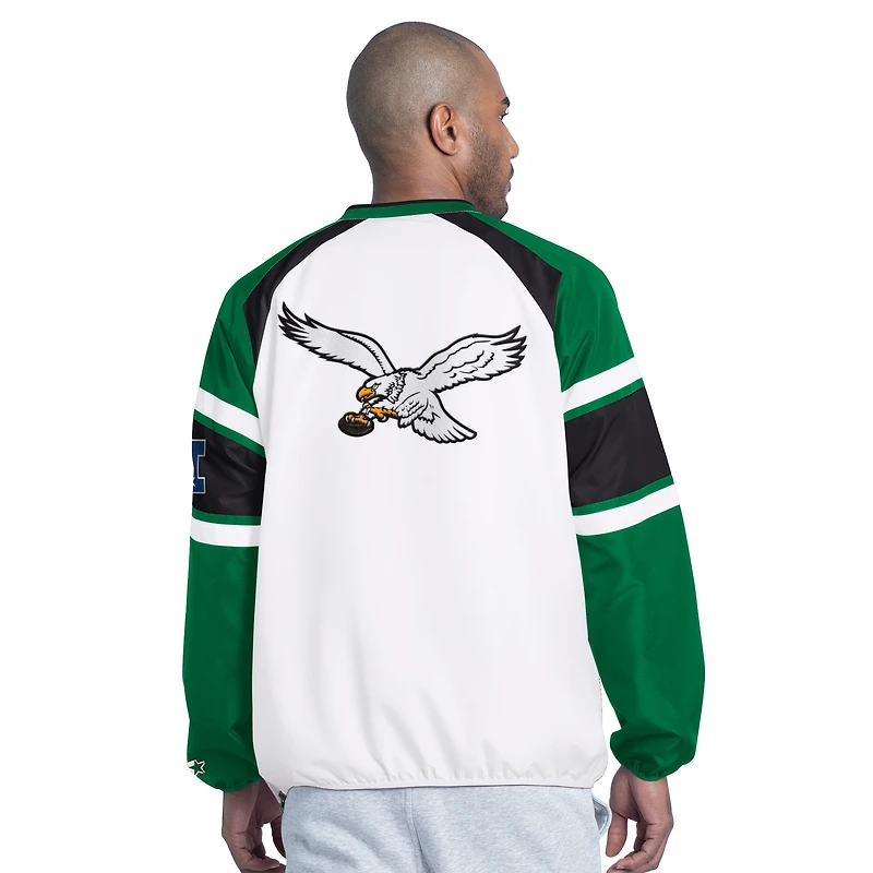 Veste pull raglan Starter blanche Philadelphia Eagles pour homme