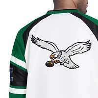 Men's Starter  White Philadelphia Eagles Infield Play Raglan Pullover Jacket