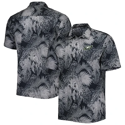 Tommy Bahama Black Philadelphia Eagles Big & Tall Coast Luminescent Fronds Camp IslandZone Chemise boutonnée