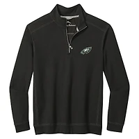 Pull demi-zippé Tommy Bahama noir pour homme des Philadelphia Eagles Sport Tobago