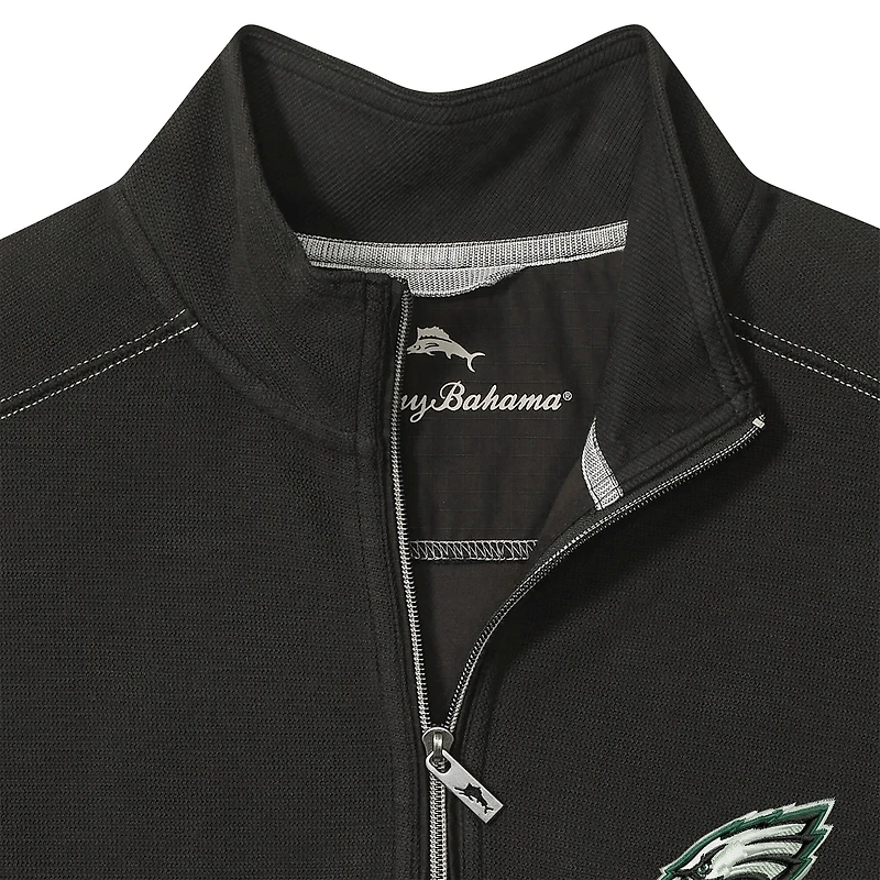 Men's Tommy Bahama  Black Philadelphia Eagles Sport Tobago Half-Zip Pullover