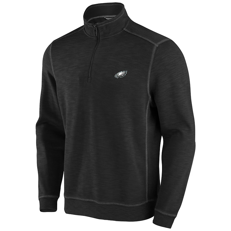 Sweat-shirt à demi-zip noir Tommy Bahama Philadelphia Eagles Tobago Bay Tri-Blend pour homme