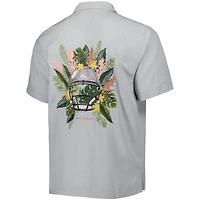 Men's Tommy Bahama Gray Philadelphia Eagles Coconut Point Frondly Fan Camp IslandZone Button-Up Shirt