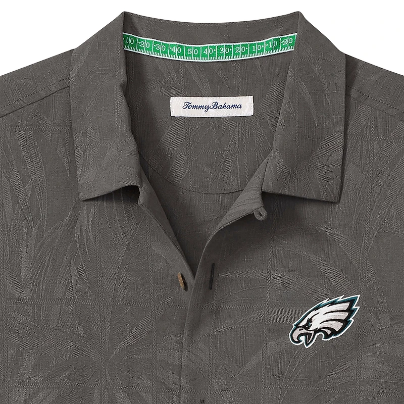 Men's Tommy Bahama Gray Philadelphia Eagles Endzone Paradise COOLMAX Button-Up Shirt