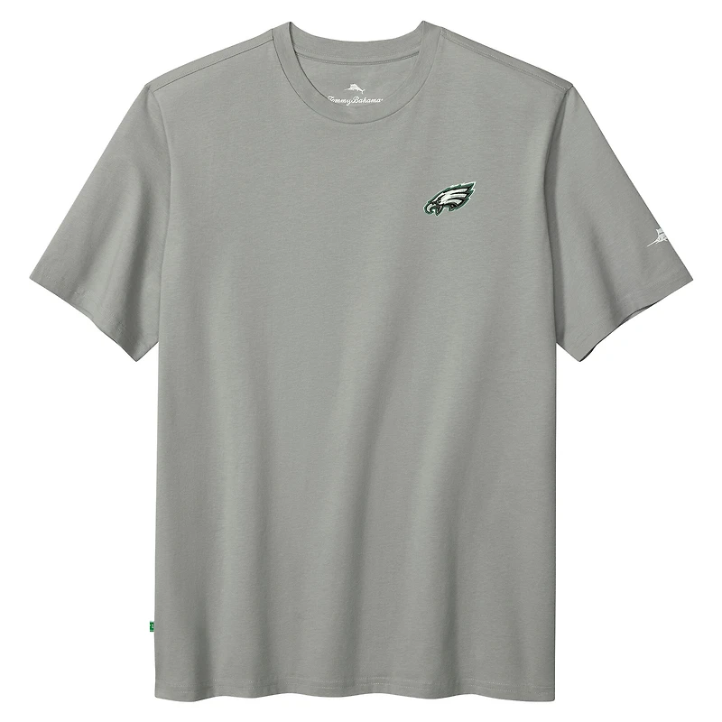 T-shirt Tommy Bahama gris pour homme, motif Huddle & Hang Tens des Philadelphia Eagles
