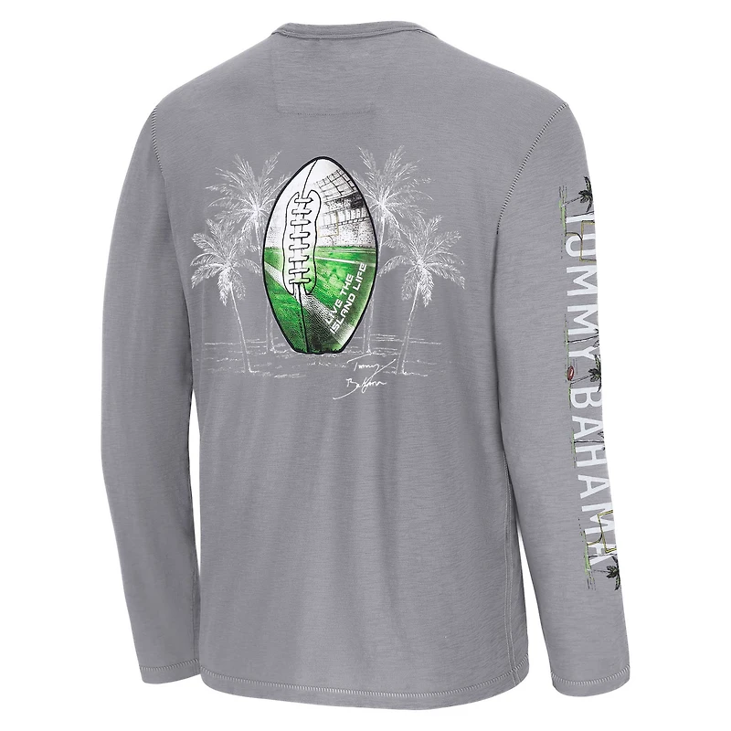 T-shirt à manches longues Tommy Bahama gris Philadelphia Eagles Oasis Endzone Lux pour homme