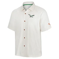 Men's Tommy Bahama White Philadelphia Eagles Coconut Matchup Camp Throwback Button-Up Shirt