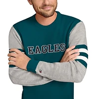 Pull ras du cou en acrylique vert/gris chiné Tommy Hilfiger pour homme, motif Philadelphia Eagles