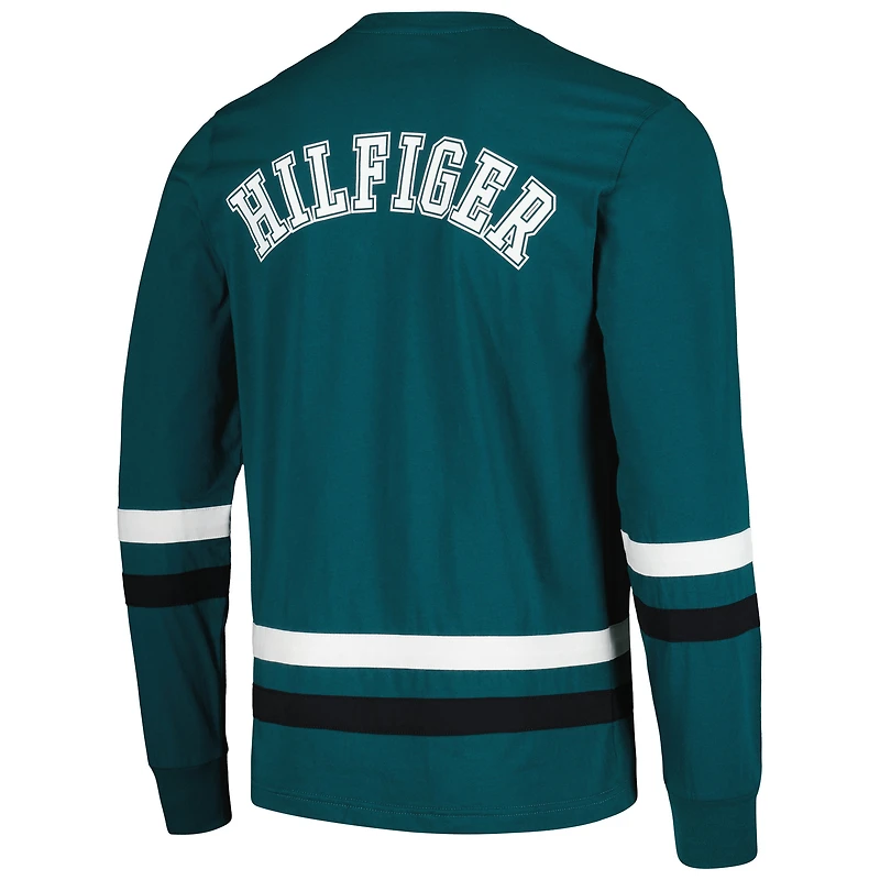 T-shirt à manches longues Tommy Hilfiger vert nuit/noir Philadelphia Eagles Nolan pour hommes