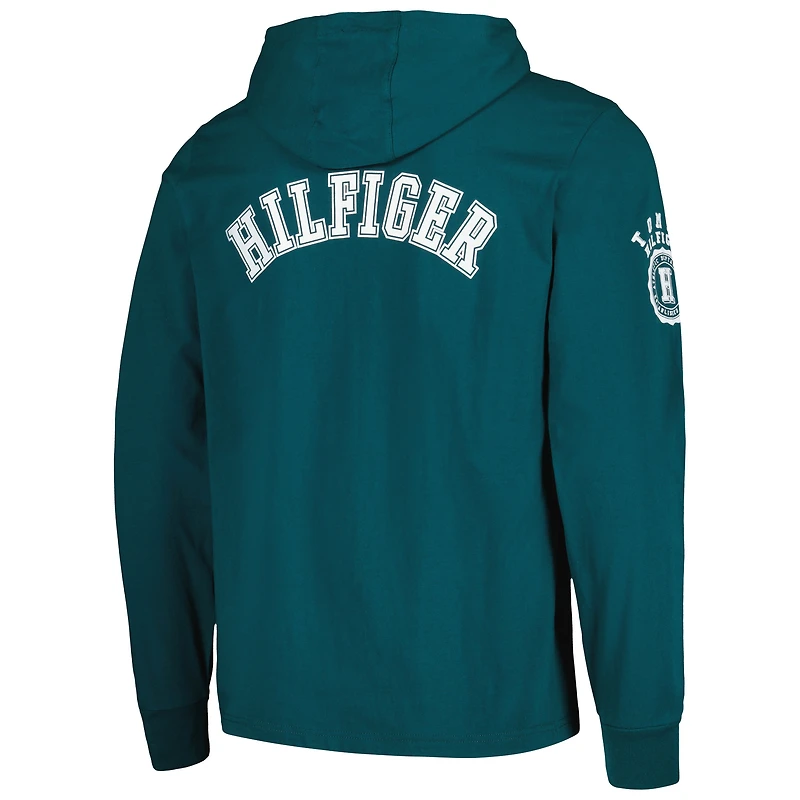 T-shirt à capuche manches longues Tommy Hilfiger pour hommes, vert minuit, Philadelphia Eagles Morgan