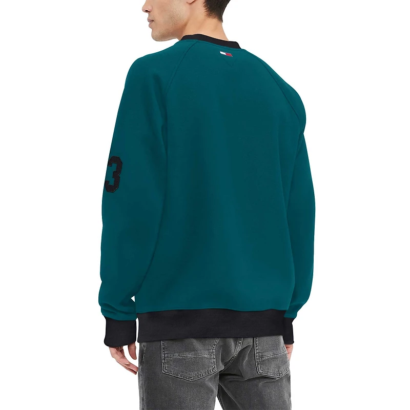 Sweat-shirt Tommy Hilfiger pour hommes vert nuit/noir Philadelphia Eagles Reese Raglan Tri-Blend