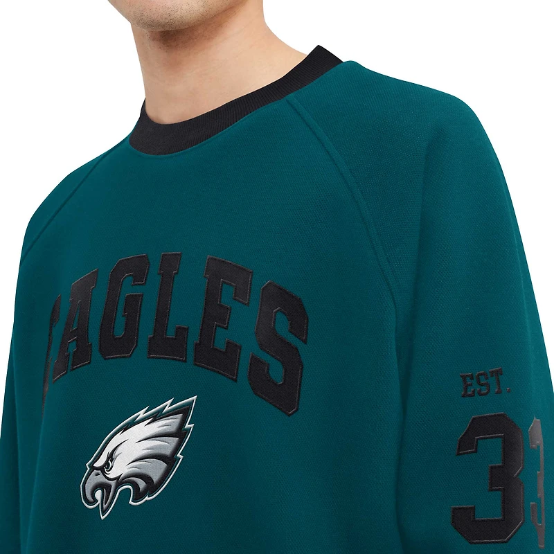 Sweat-shirt Tommy Hilfiger pour hommes vert nuit/noir Philadelphia Eagles Reese Raglan Tri-Blend