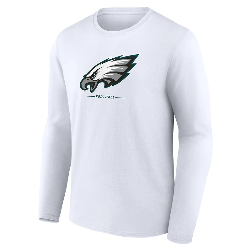 Men's White Philadelphia Eagles Team Lockup Long Sleeve T-Shirt