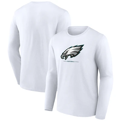 Men's White Philadelphia Eagles Team Lockup Long Sleeve T-Shirt
