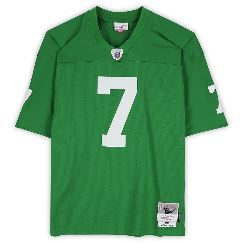 Maillot Kelly Green Mitchell & Ness Legacy 2010 autographié par Michael Vick des Eagles de Philadelphie