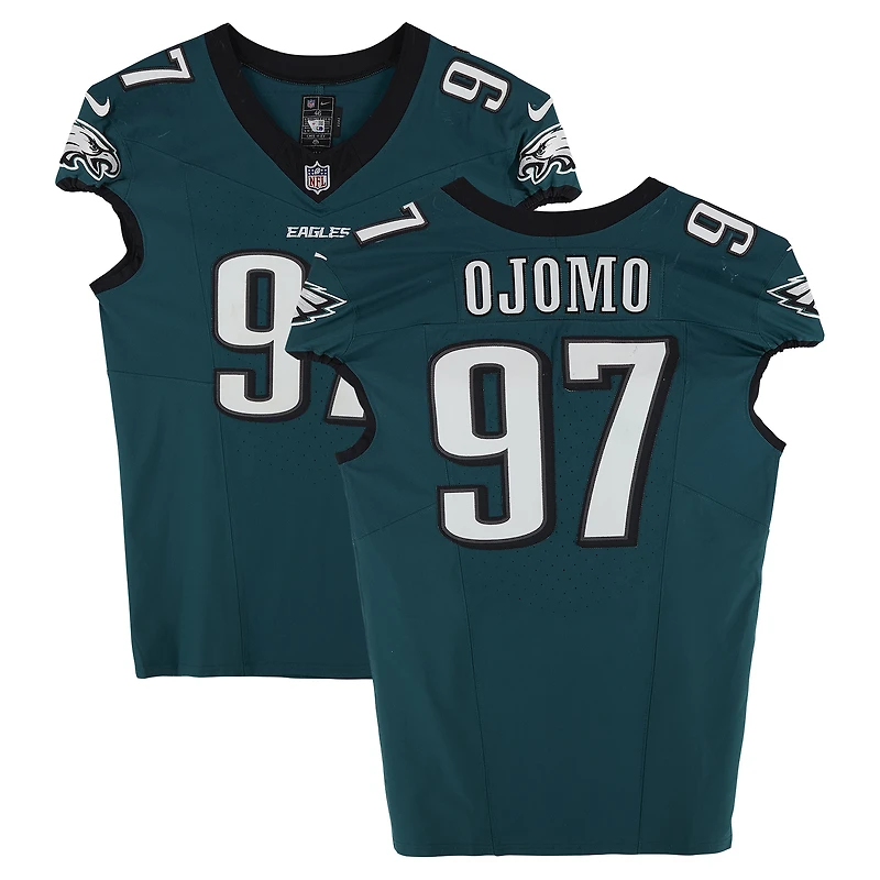 Maillot vert nuit n° 97 porté par Moro Ojomo (Philadelphia Eagles) lors du match contre les Dallas Cowboys le 4 septembre 2025