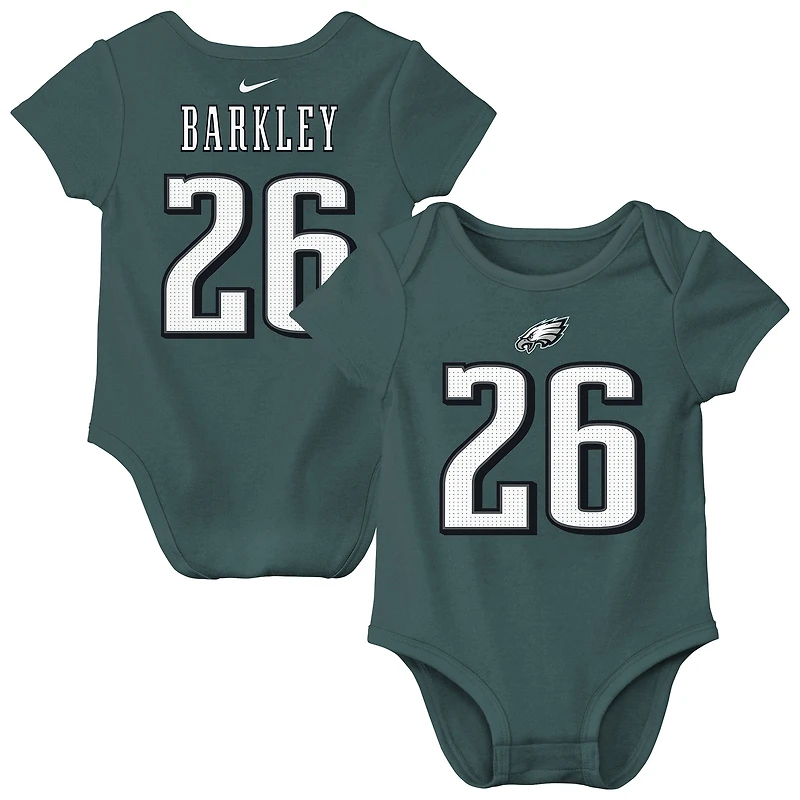 Body Nike Saquon Barkley pour nouveau-né et bébé, vert nuit, avec nom numéro du joueur des Philadelphia Eagles