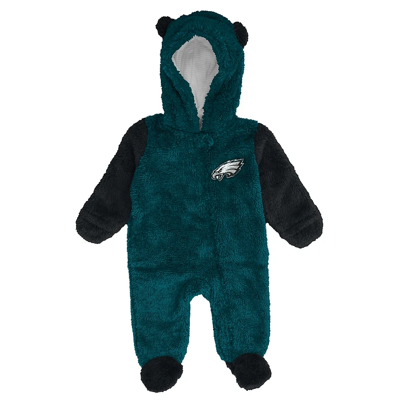 Newborn & Infant Outerstuff Green Philadelphia Eagles Stay Napping Fleece Bunting Full-Zip Sleeper