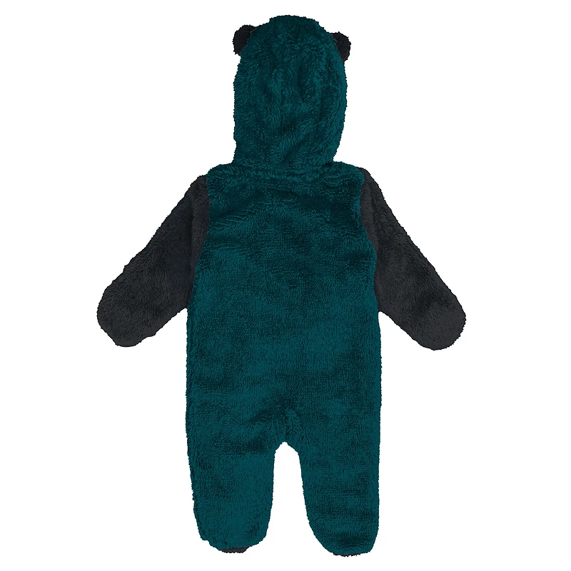 Newborn & Infant Outerstuff Midnight Green Philadelphia Eagles Stay Napping Teddy Fleece Bunting Full-Zip Sleeper