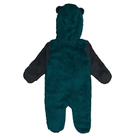 Newborn & Infant Outerstuff Midnight Green Philadelphia Eagles Stay Napping Teddy Fleece Bunting Full-Zip Sleeper