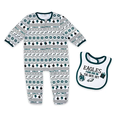 Newborn & Infant WEAR by Erin Andrews Philadelphia Eagles Allover Print Full-Zip Sleeper Bib Set