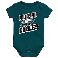 Newborn Midnight Green Philadelphia Eagles  Sunday Comics 3-Pack Bodysuit Set