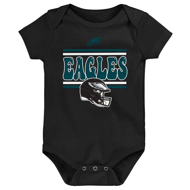 Newborn Midnight Green Philadelphia Eagles  Sunday Comics 3-Pack Bodysuit Set
