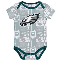 Lot de 3 bodies pour nouveau-né vert nuit Philadelphia Eagles Sunday Comics