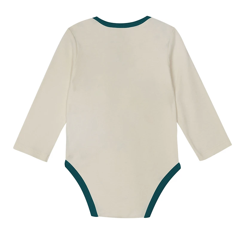 Newborn Outerstuff Midnight Green Philadelphia Eagles Little Champ Three-Piece Long Sleeve Bodysuit, Pants and Cuffed Hat Set