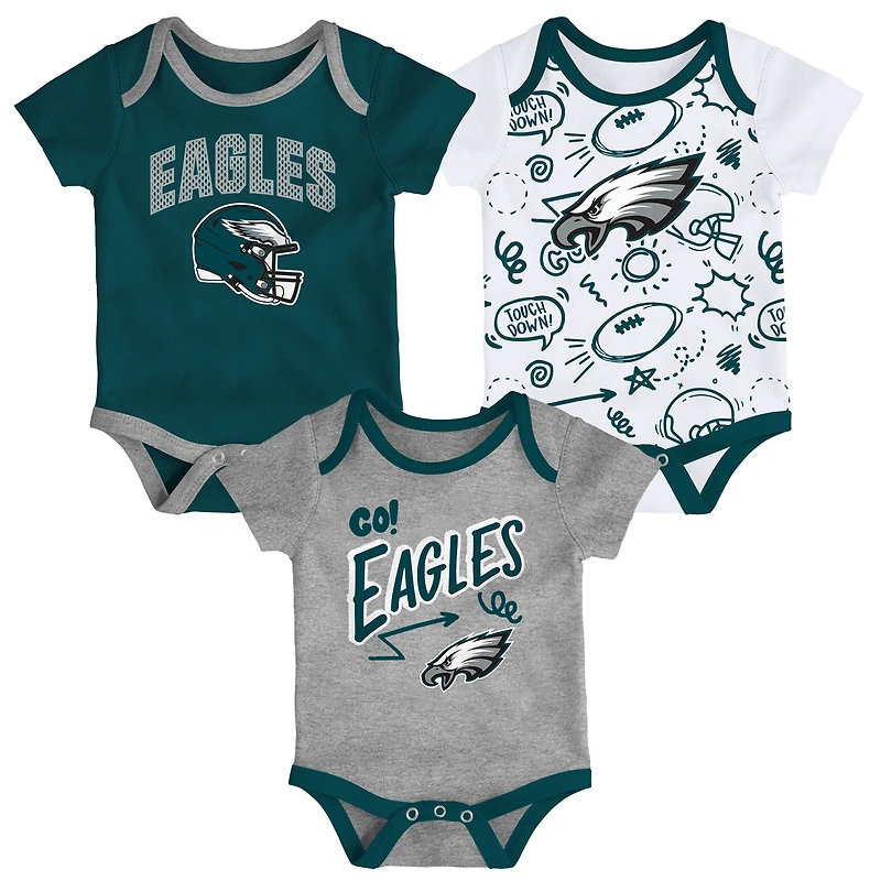 Newborn Outerstuff Philadelphia Eagles All Day Play Three-Piece Bodysuit Set