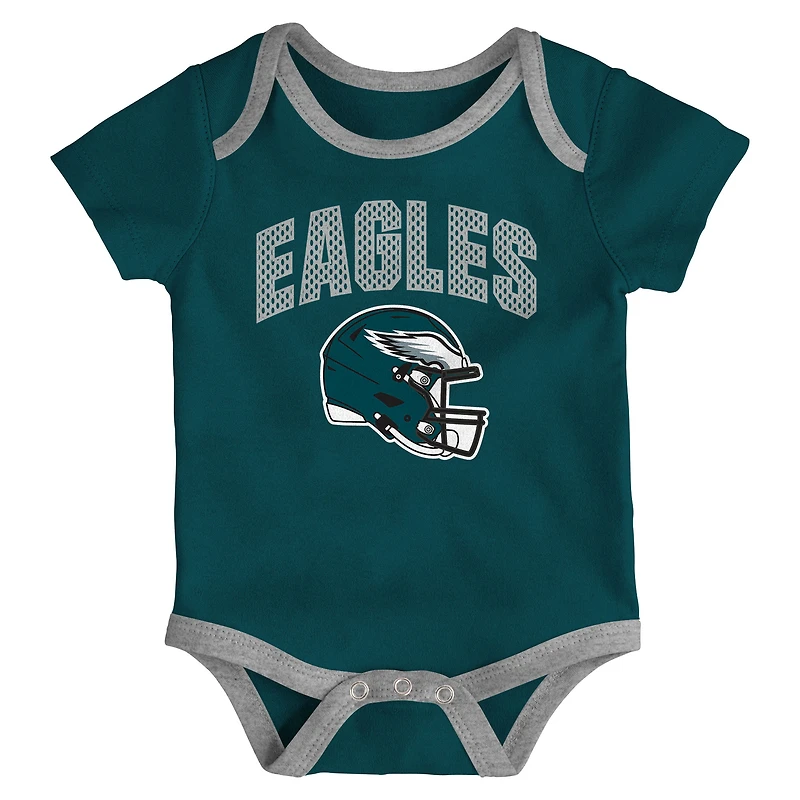 Newborn Outerstuff Philadelphia Eagles All Day Play Three-Piece Bodysuit Set