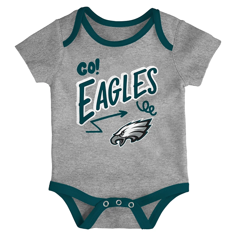 Newborn Outerstuff Philadelphia Eagles All Day Play Three-Piece Bodysuit Set