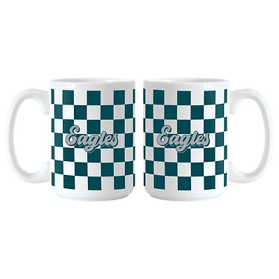 Lot de 2 tasses à motif de damier Philadelphia Eagles de 15 oz
