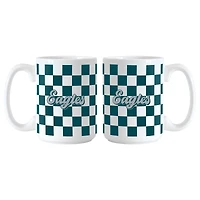 Lot de 2 tasses à motif de damier Philadelphia Eagles de 15 oz