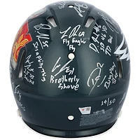 Casque Riddell authentique dédicacé par les Philadelphia Eagles pour le Super Bowl LIX Champions Speed ​​avec 15 signatures et inscriptions multiples - Édition limitée à 50 exemplaires