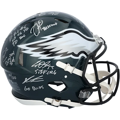 Casque Riddell authentique dédicacé par les Philadelphia Eagles pour le Super Bowl LIX Champions Speed ​​avec 15 signatures et inscriptions multiples - Édition limitée à 50 exemplaires