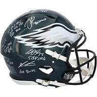 Casque Riddell authentique dédicacé par les Philadelphia Eagles pour le Super Bowl LIX Champions Speed ​​avec 15 signatures et inscriptions multiples - Édition limitée à 50 exemplaires