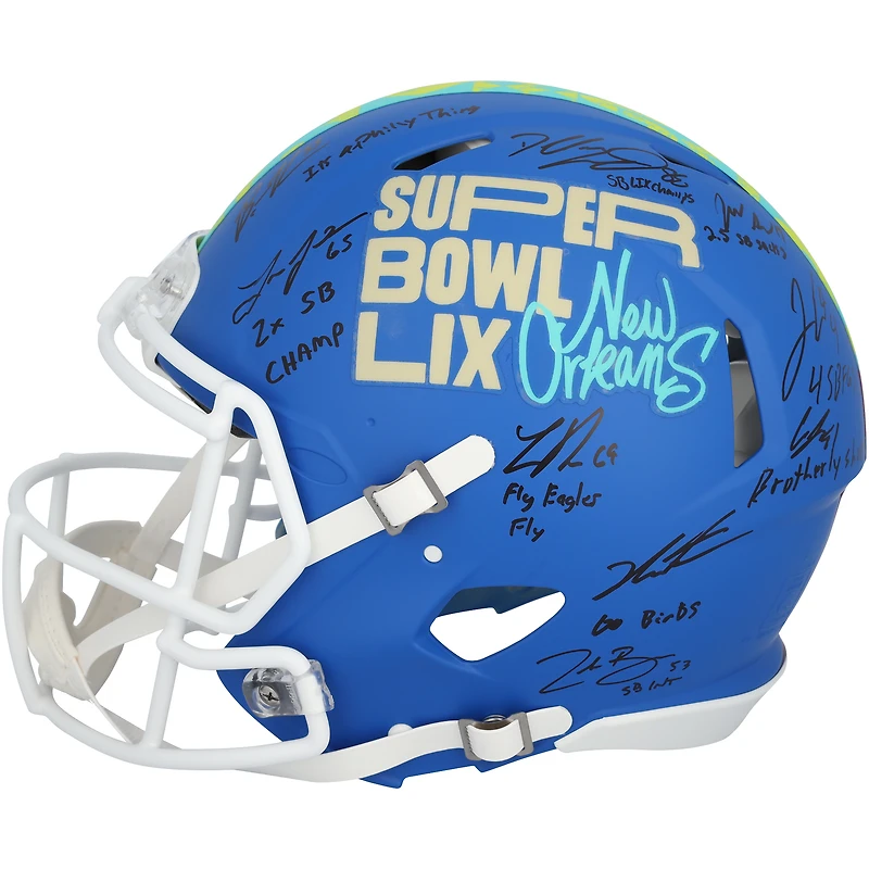 Philadelphia Eagles Autographed Riddell Super Bowl LIX Speed Authentic Helmet with 15 Signatures and Multiple Inscriptions - Limited Edition of 10
