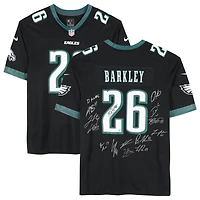 Maillot Nike noir dédicacé par Saquon Barkley des Philadelphia Eagles lors du Super Bowl LIX, avec 15 signatures - Édition limitée à 10 exemplaires